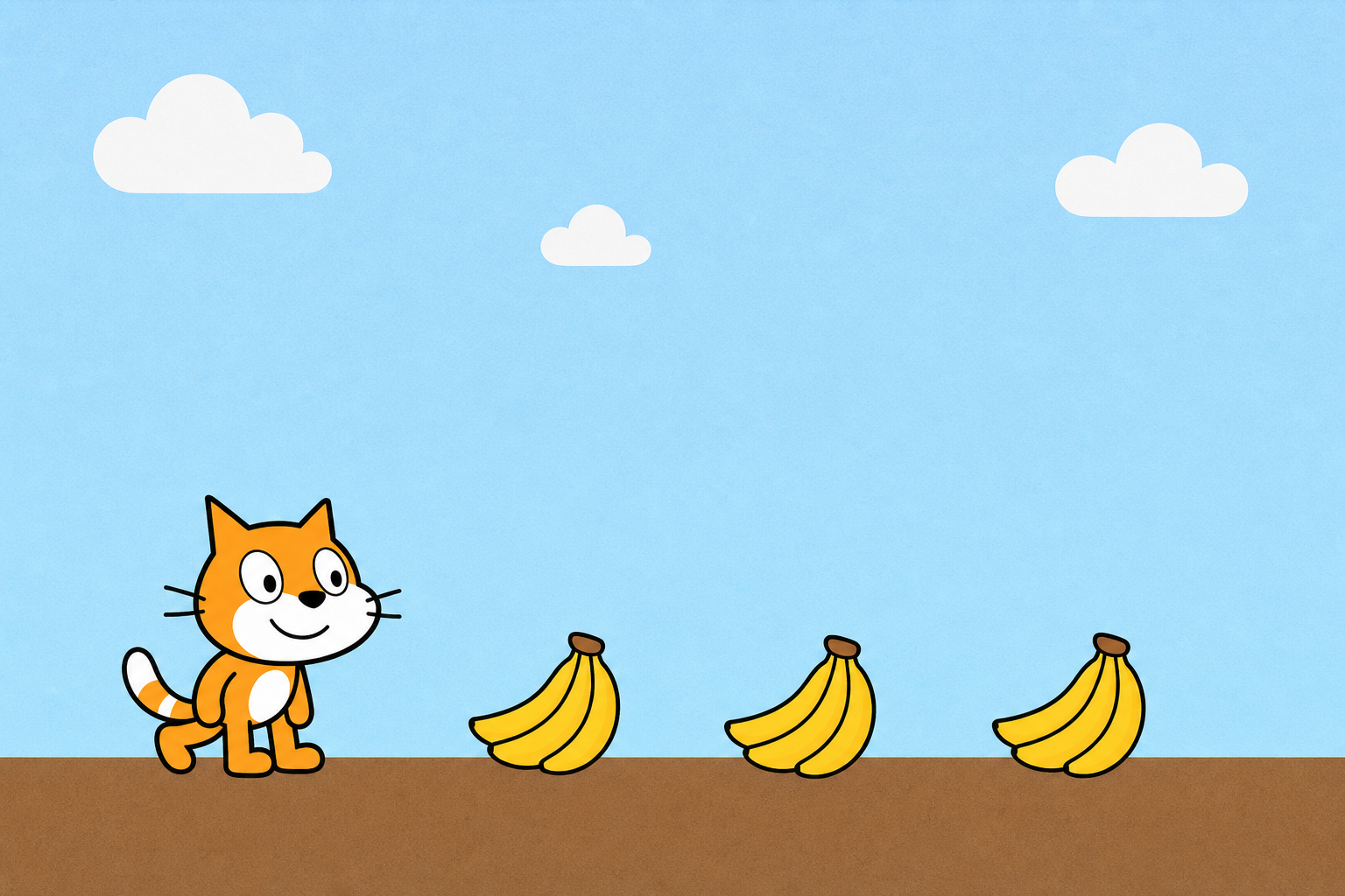 The finished Banana Jump game scene the class will build today