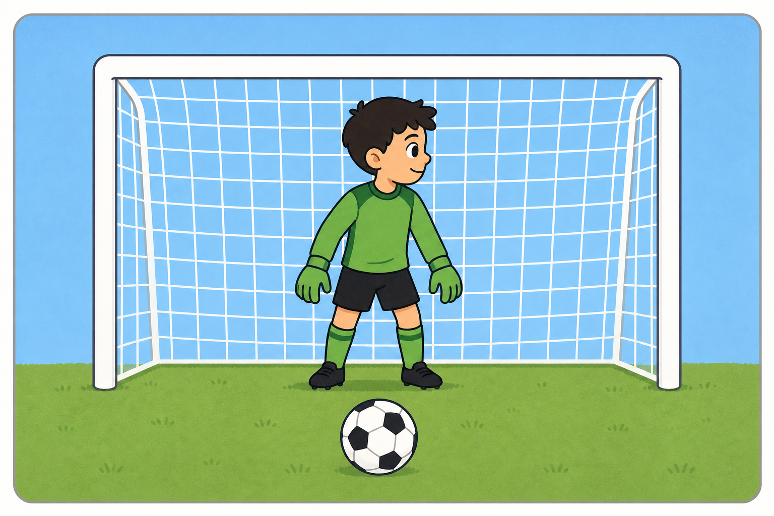 The finished Penalty Shootout game: goal, ball and keeper on the stage