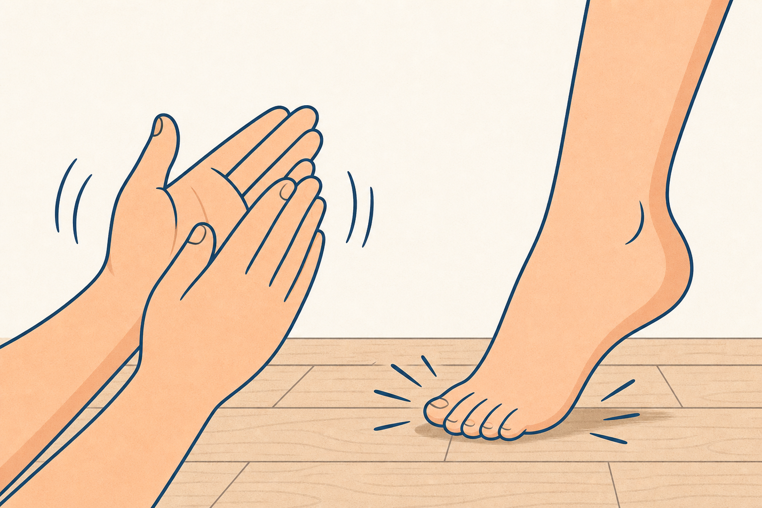 The dance moves themselves: clapping hands and a stamping foot, close up