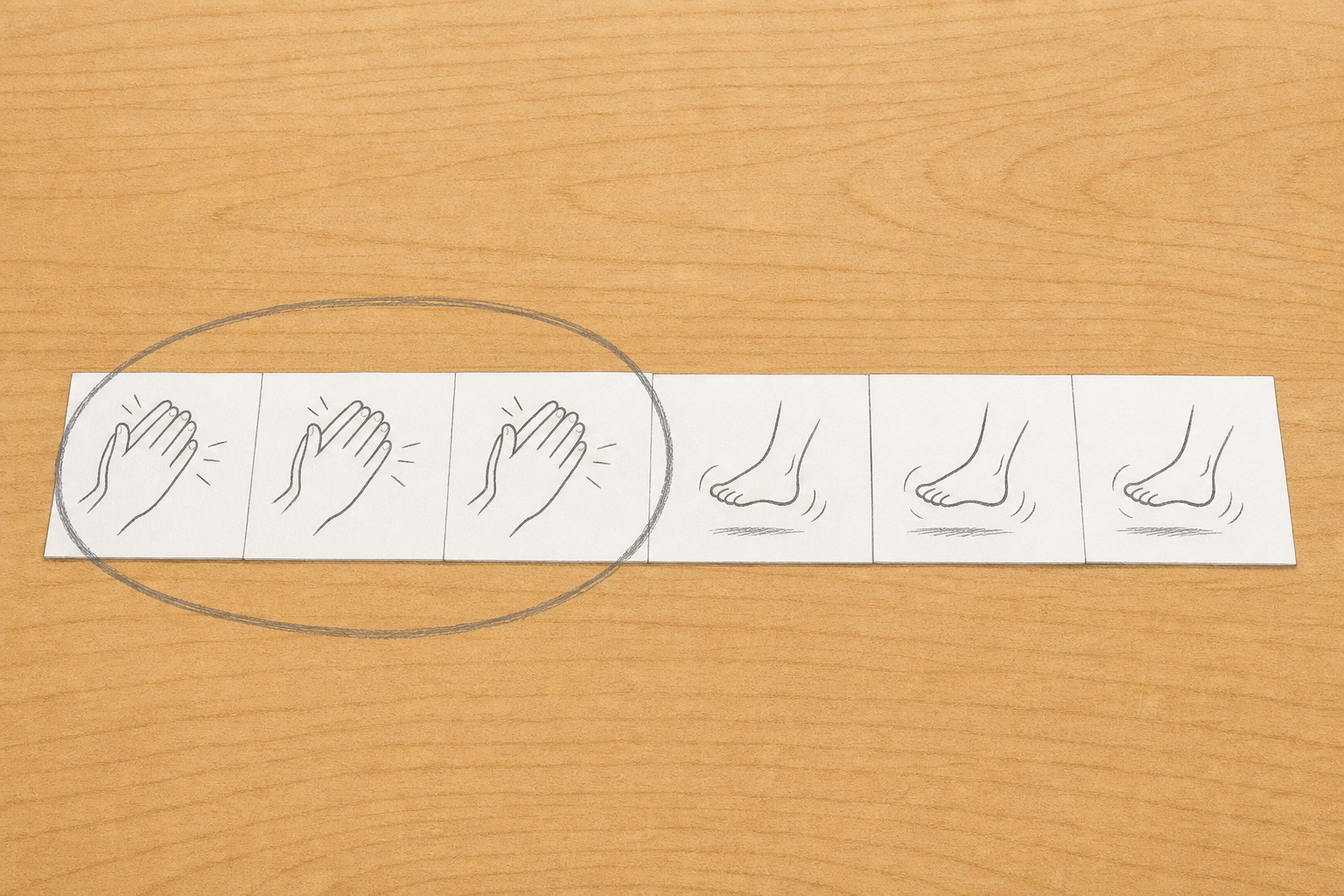 Ordered strips with the repeating chunk ringed, as the activity asks