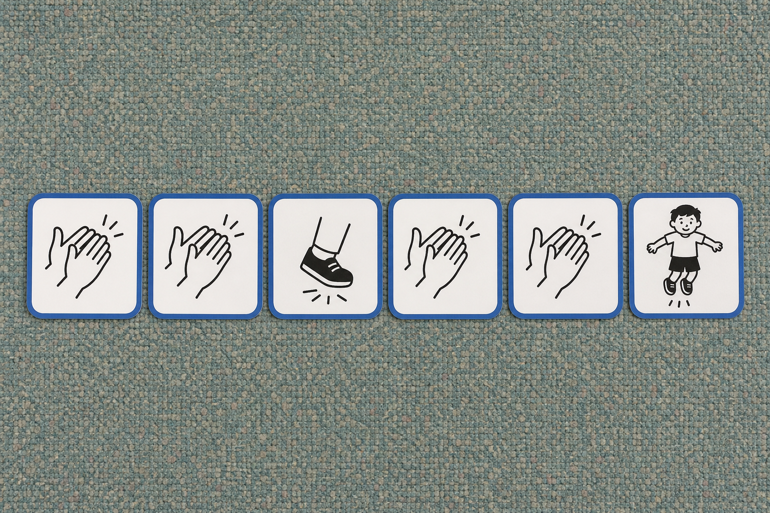 A card line with one wrong card, the bug children must swap out