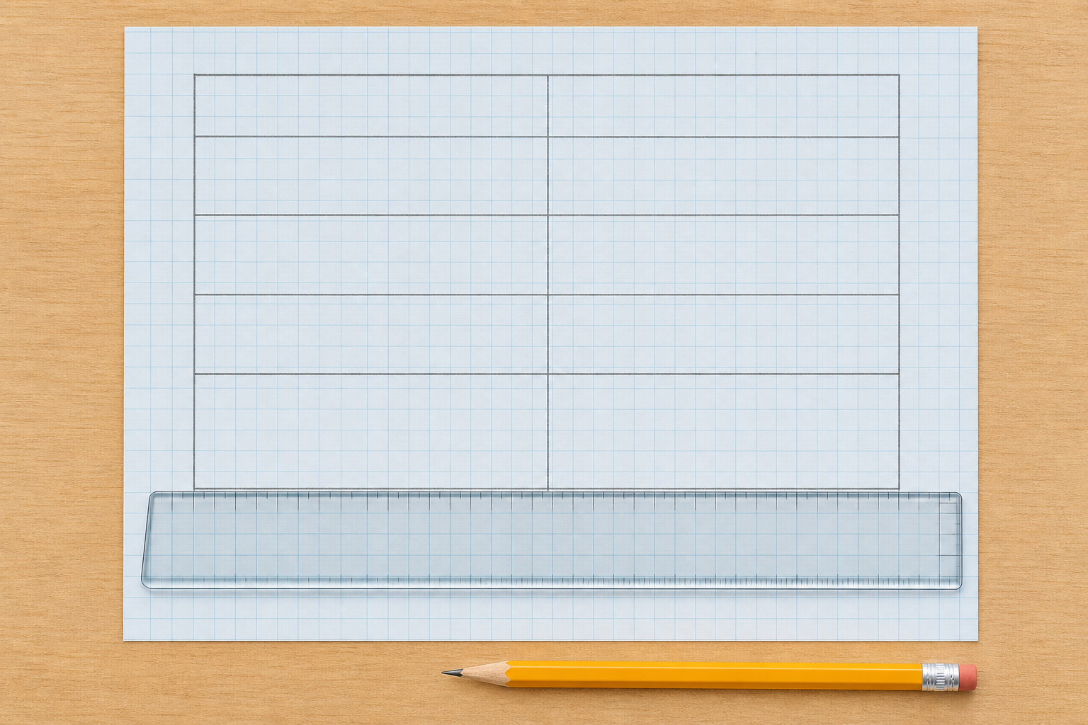 How to rule a neat draft table on squared paper with a ruler