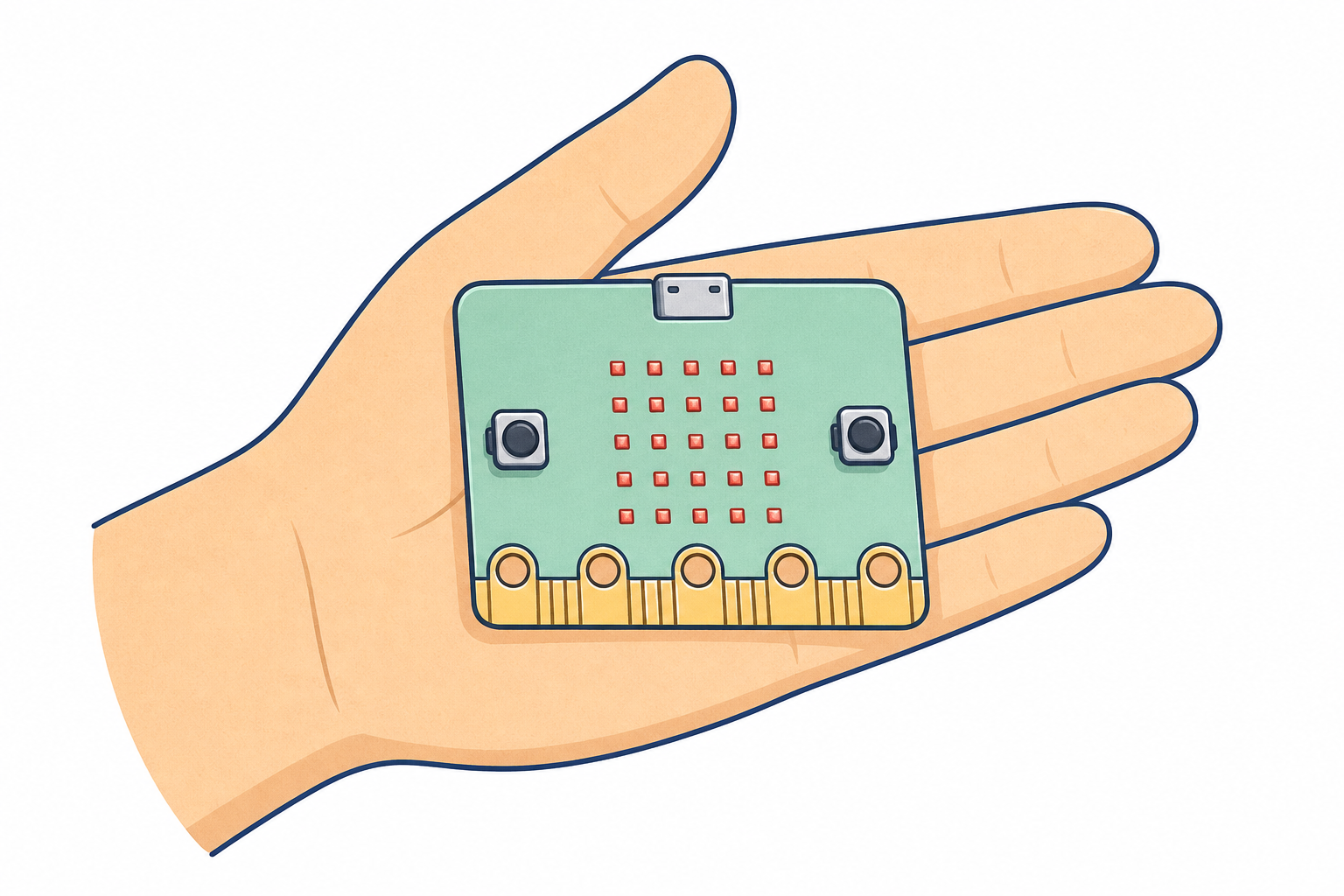 How small the pocket-sized computer really is, held in a hand