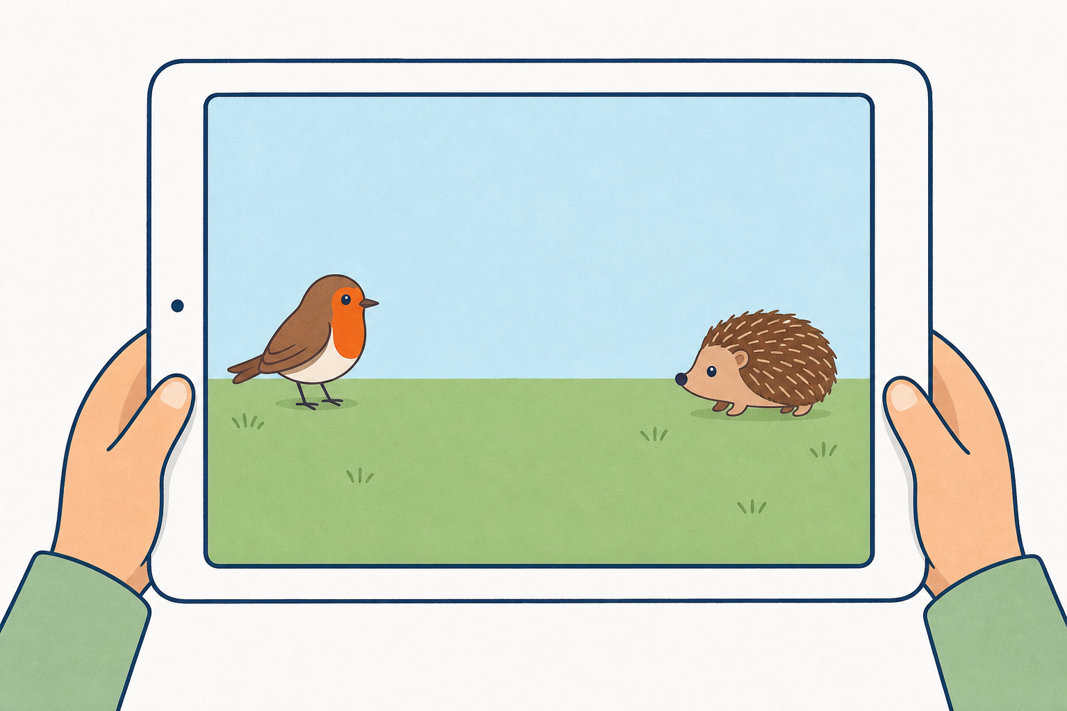 The two story characters on the tablet stage, the thing today's project makes move