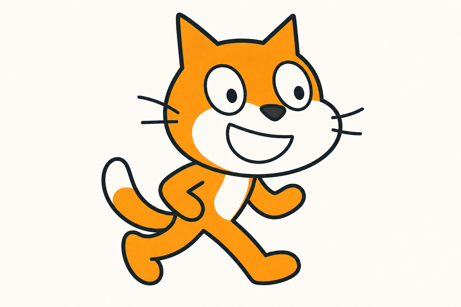 The cat sprite the class will program today, shown plainly and close