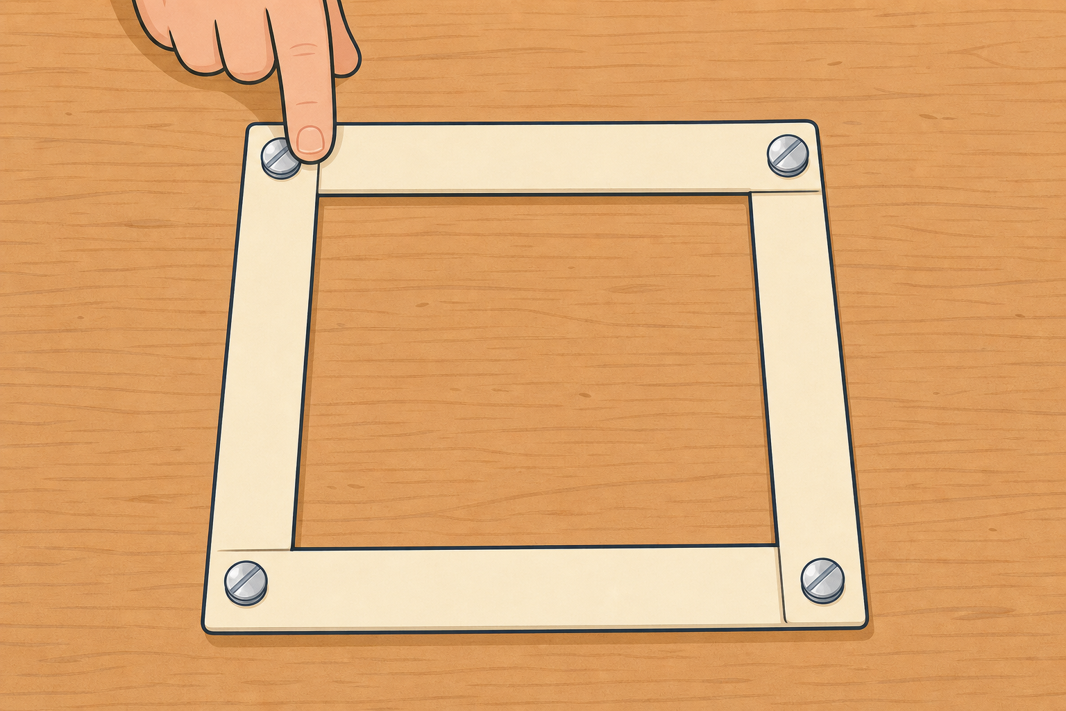 The loose pinned square the teacher holds up, the lesson's starting object