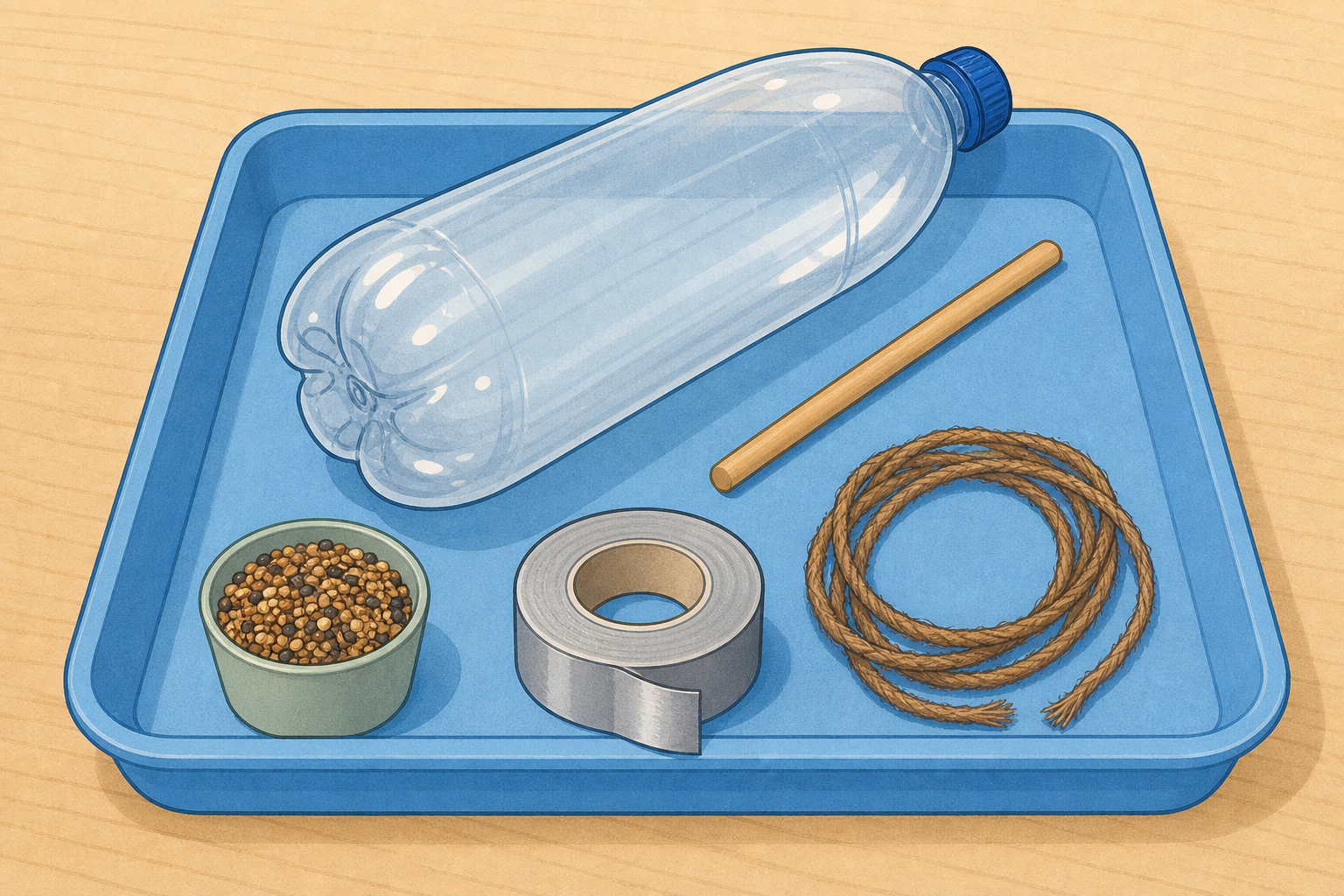 The tray of build materials children must check before starting