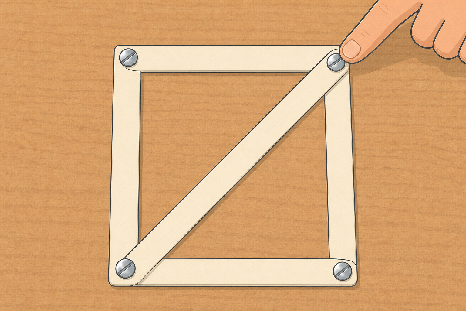 The diagonal brace added across the square frame