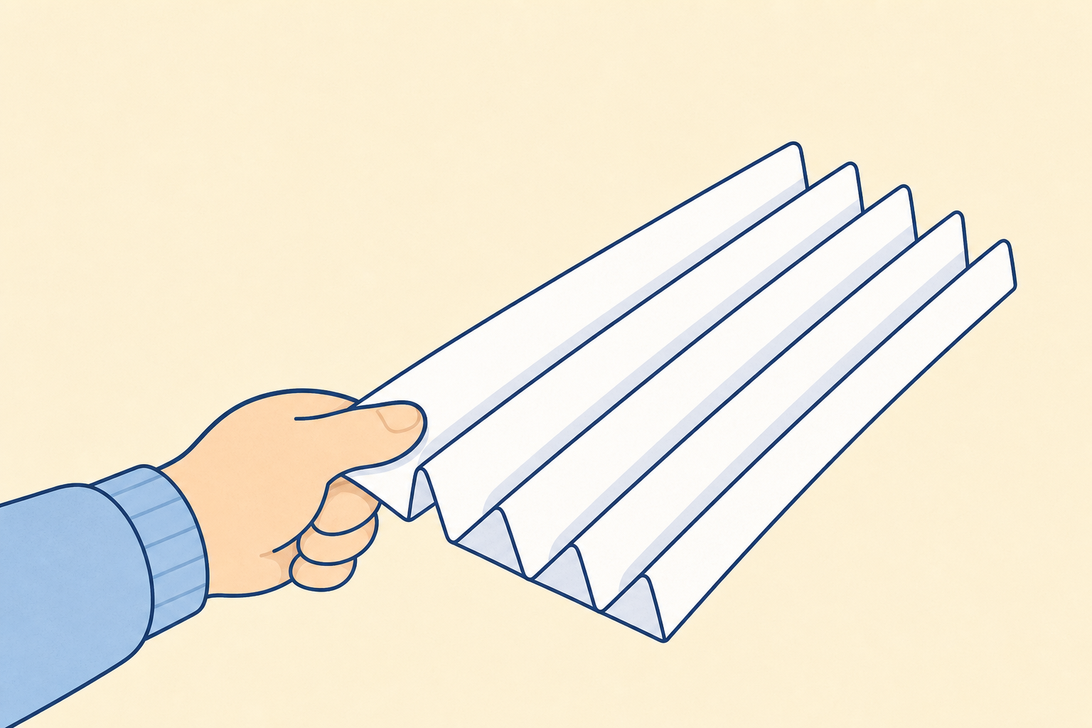 How to hold fan folds with ridges running away from the hand
