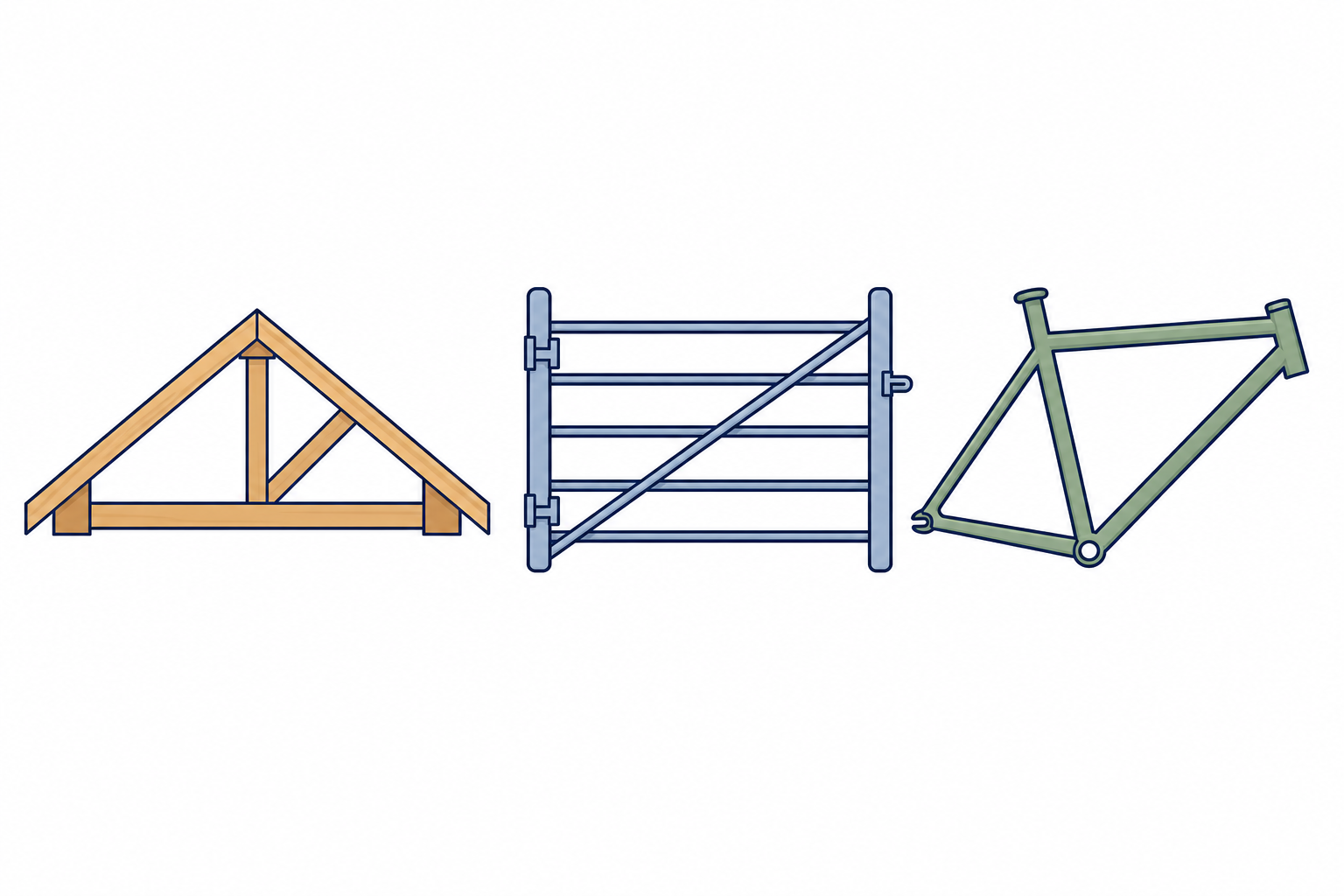 Real structures where triangles do a job holding something up