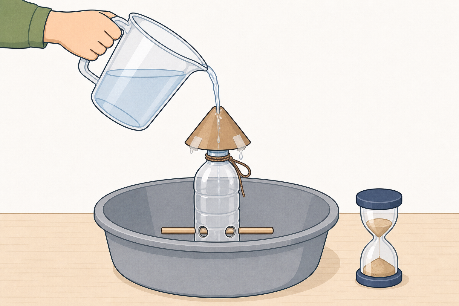 The pour station shower test, jug at fixed height over the feeder