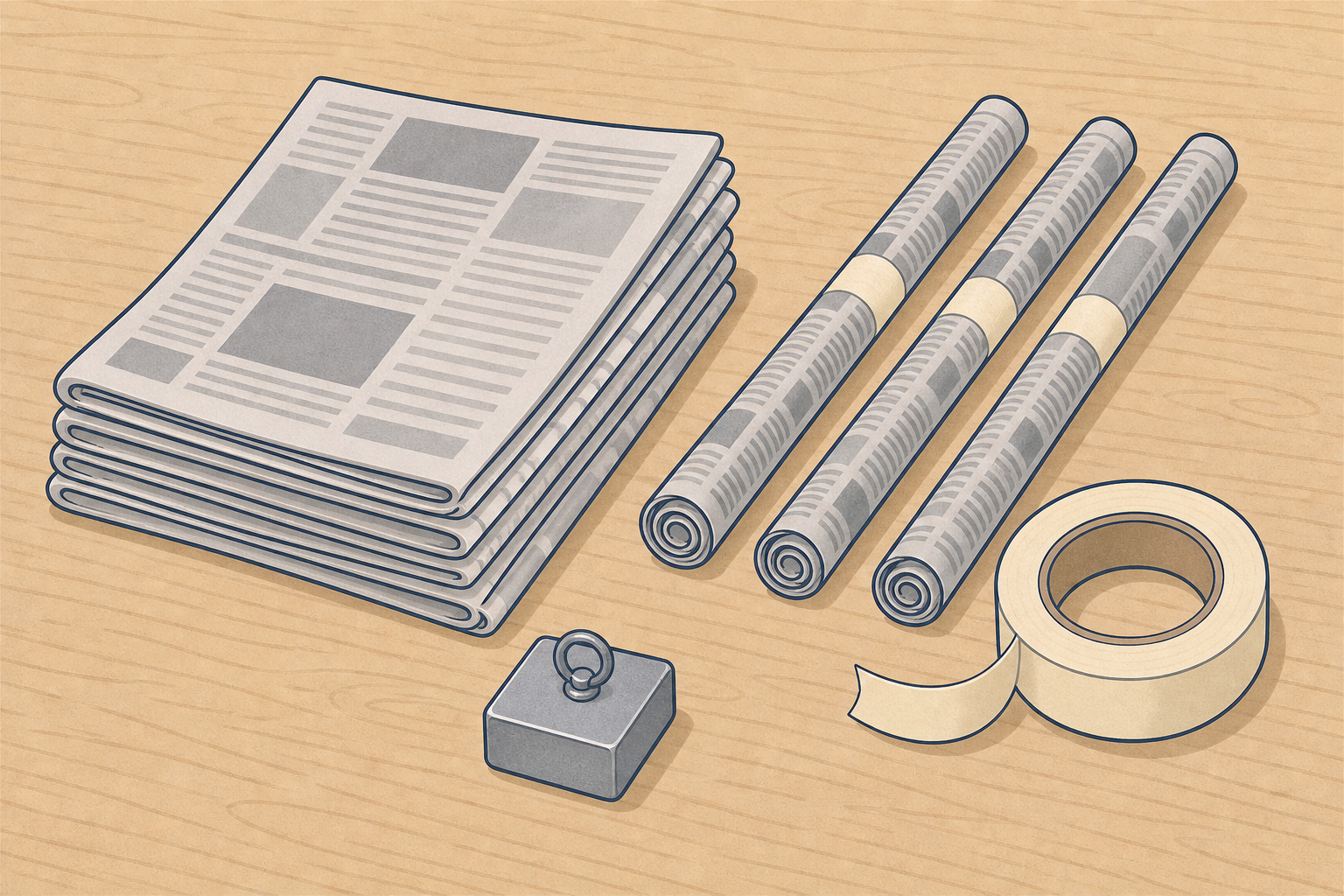 The actual build materials laid out, so the class sees today's challenge kit