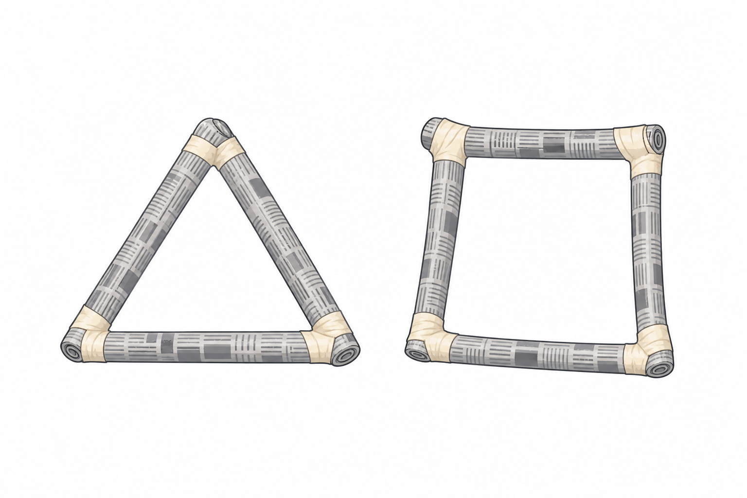 Triangle frame beside square frame: which shape keeps its shape