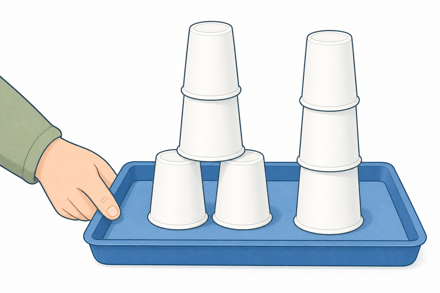 How to nudge the tray gently, both towers still standing
