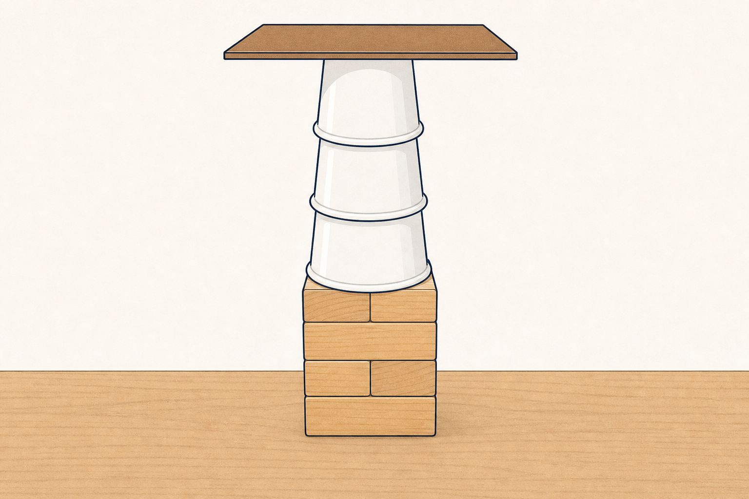 A build standing alone, hands off, so children see what free-standing means