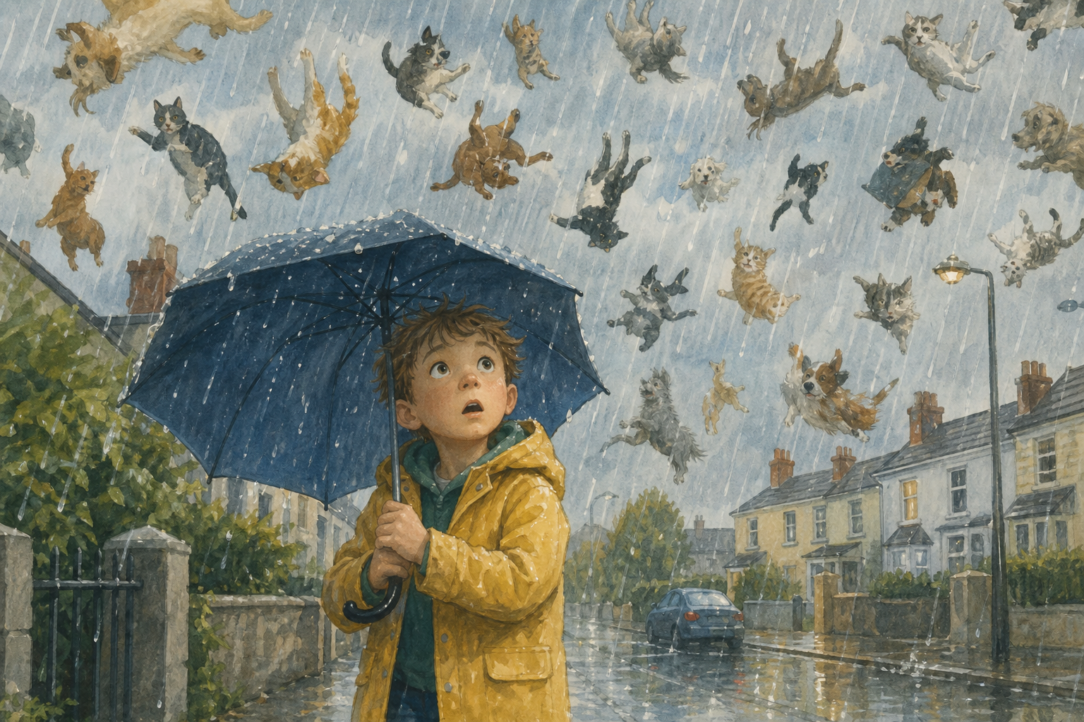 Illustration for Raining cats and dogs