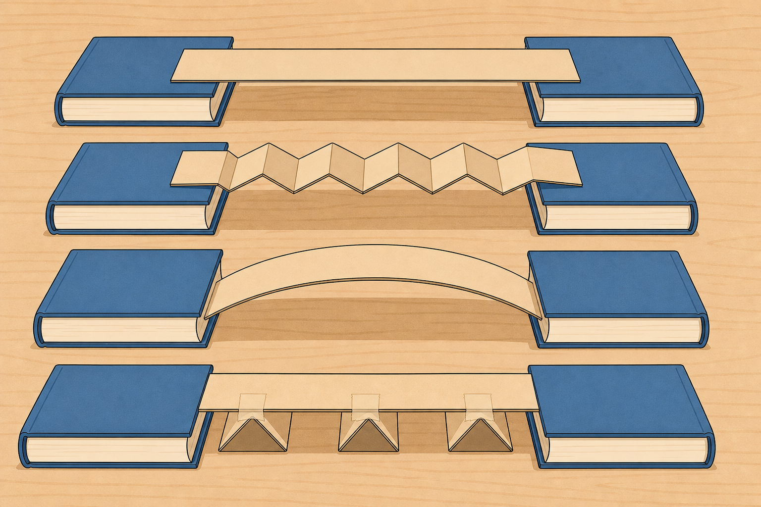 The four card forms to be built, shown plainly side by side