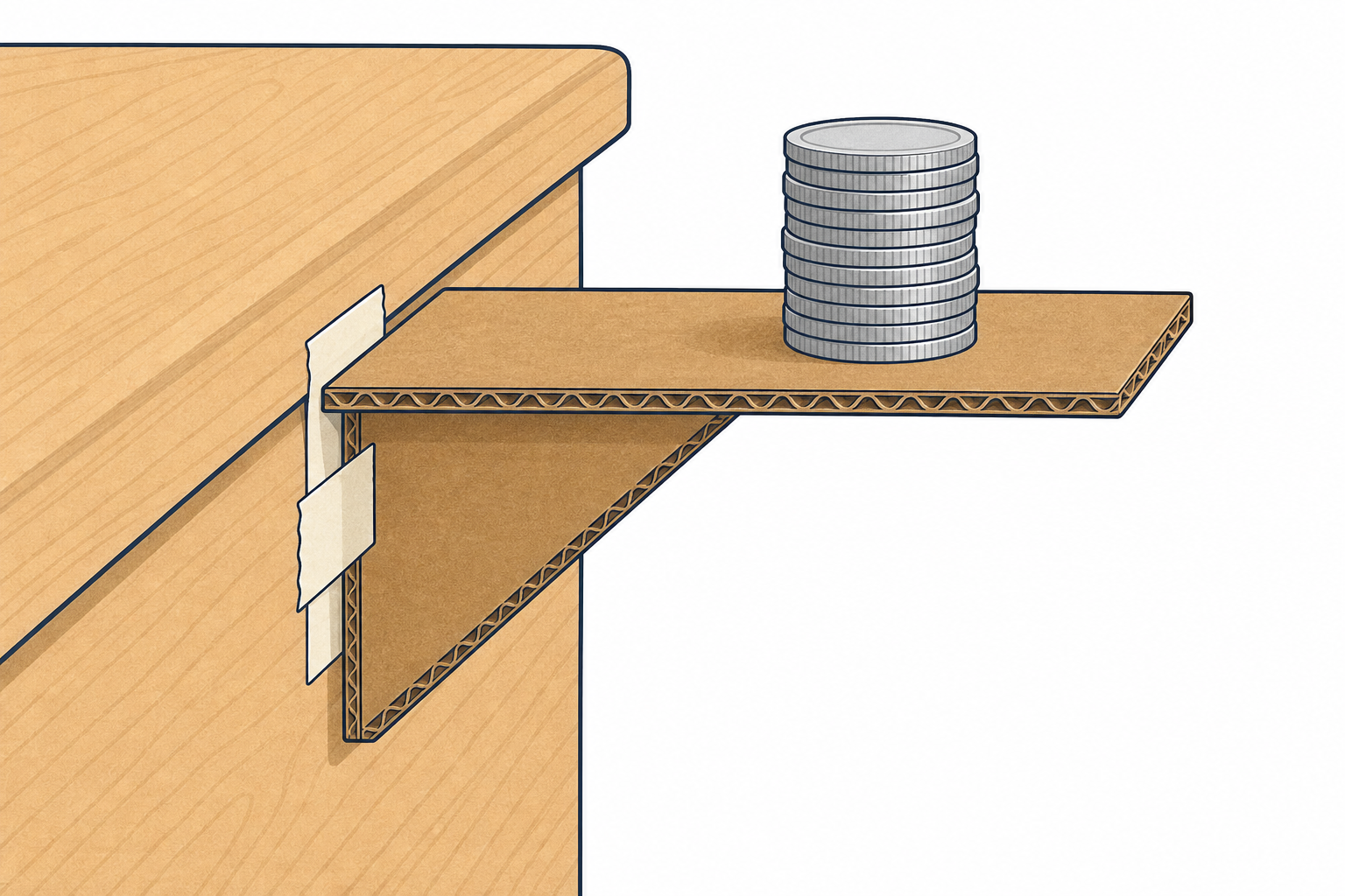 The demonstration bracket and coins the class watches fail