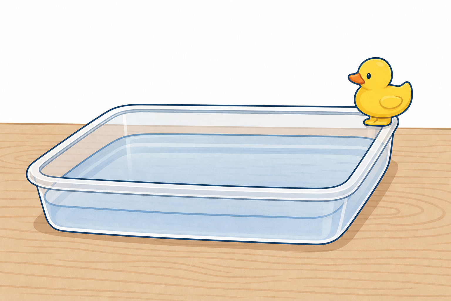 The toy passenger waiting beside the water it must cross