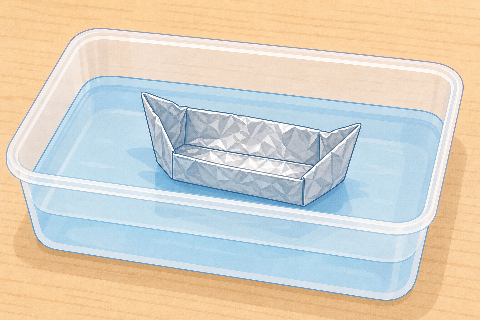 The real foil boat floating empty, the object of today's lesson
