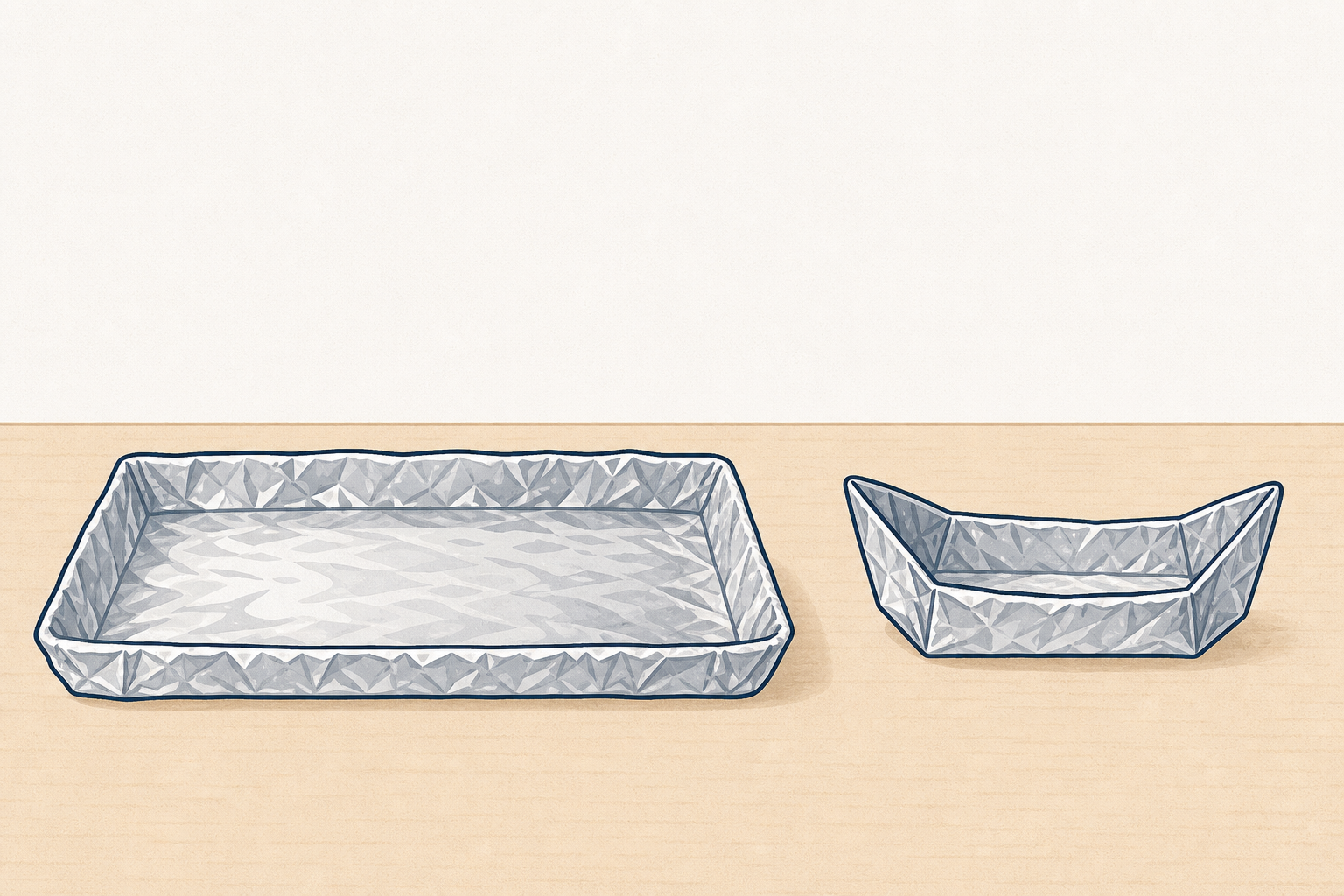 High-sided shape beside flat shape, the comparison the question asks