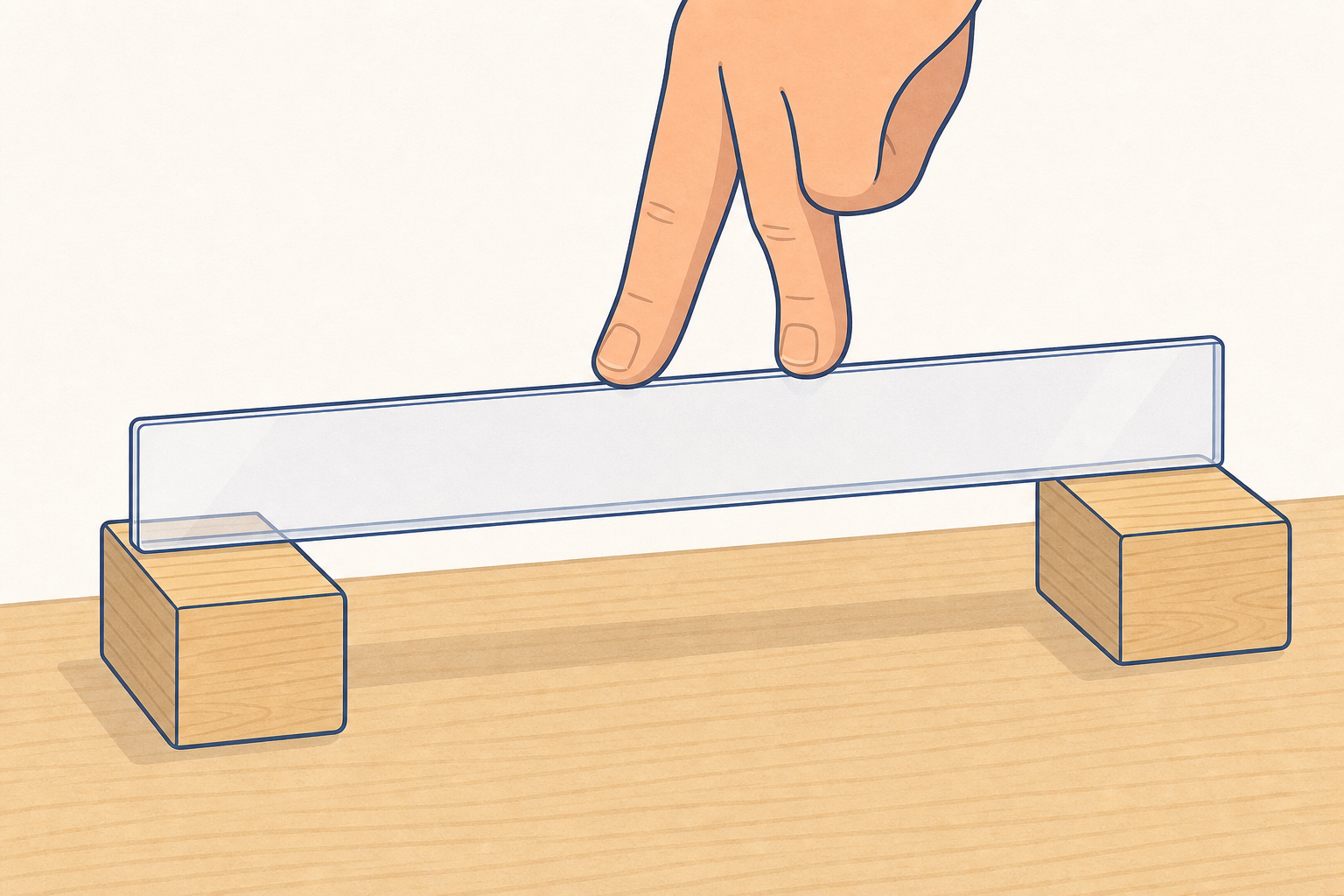 On-edge test: same ruler barely bends under the same gentle push