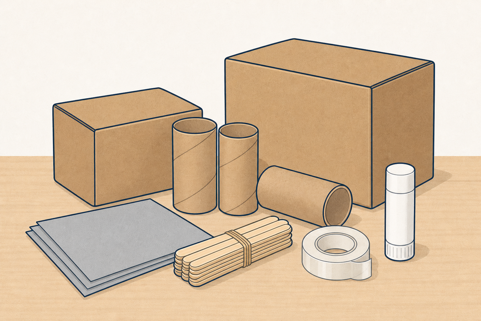 The junk materials the class will handle today, shown plainly and close