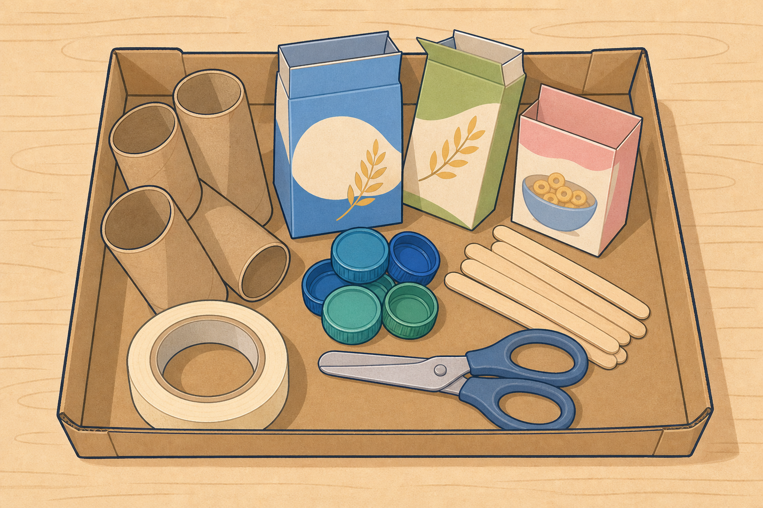 The actual build materials the class will handle today, shown plainly