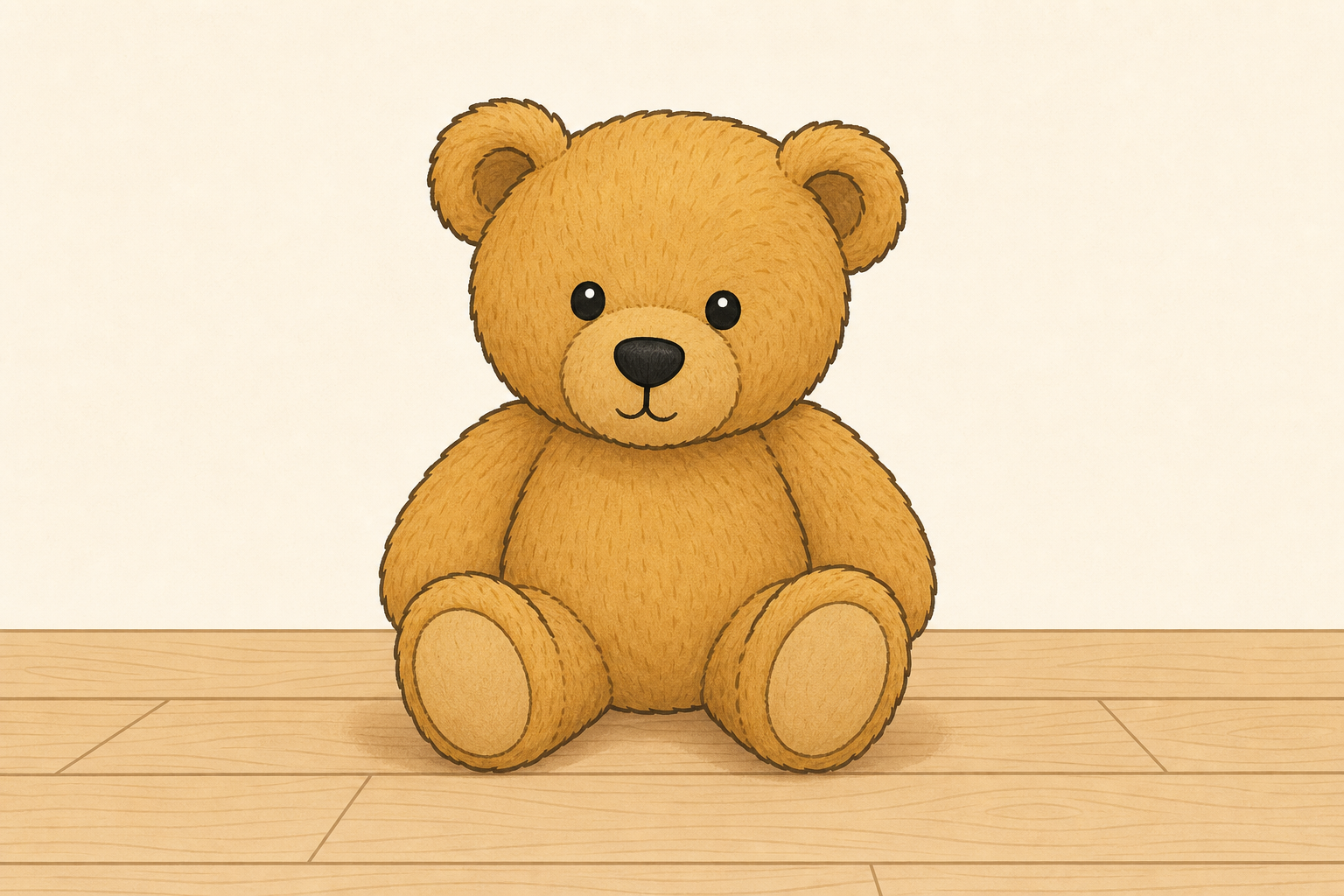 The teddy who needs a bed, shown plainly and close