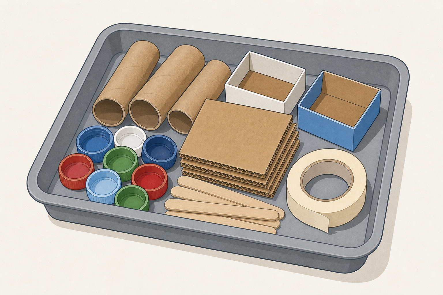 The junk materials children will choose from, seen clearly