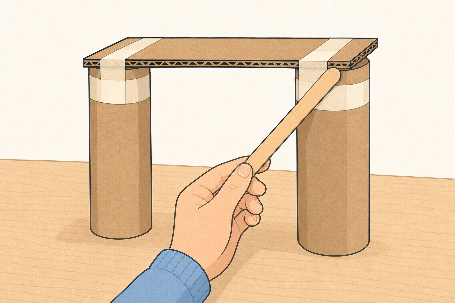 Positioning the lolly stick diagonally before fixing it