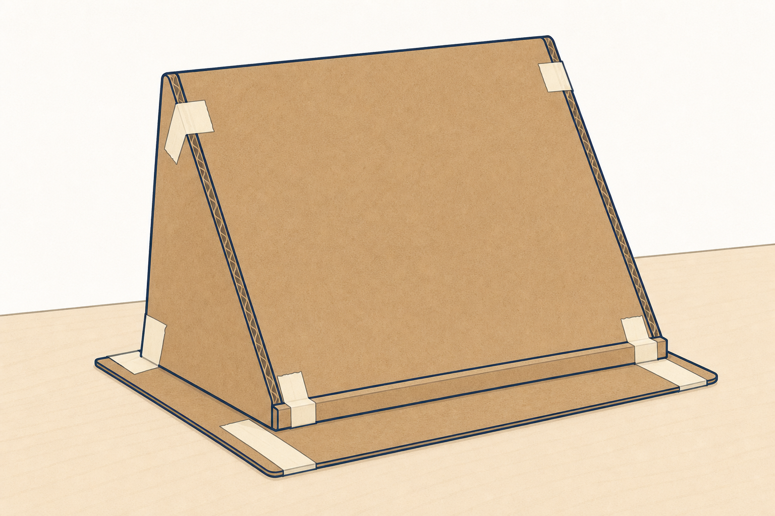 The one careful change: a wider card base taped to the prototype