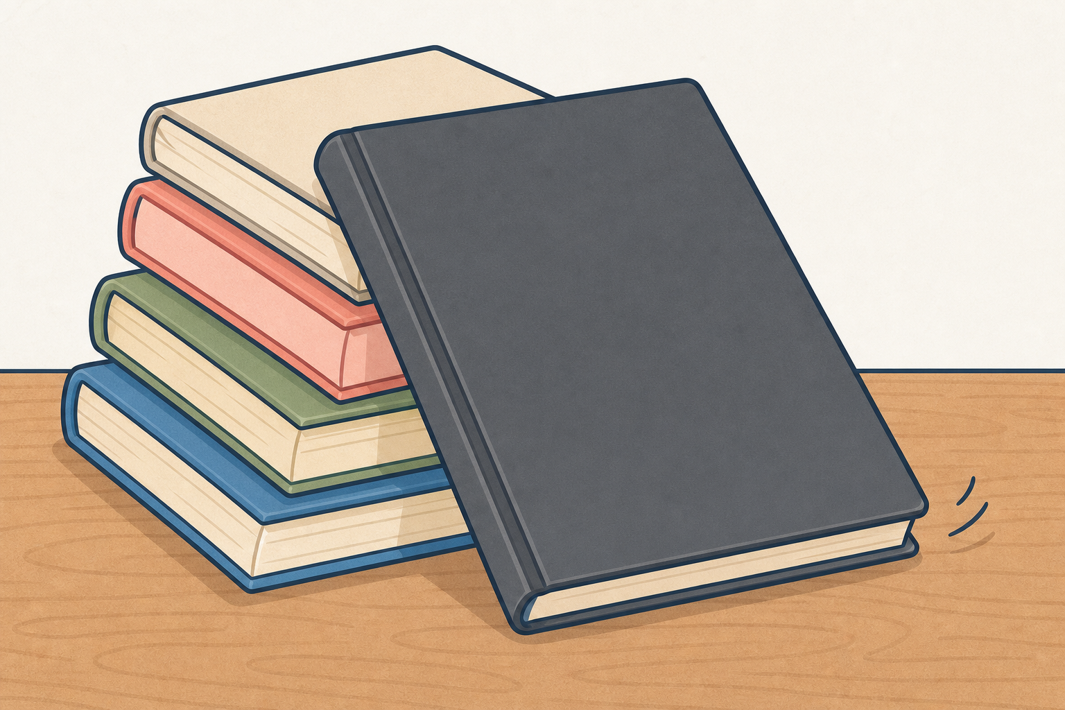 The tipping problem: a heavy book propped on books, sliding sideways