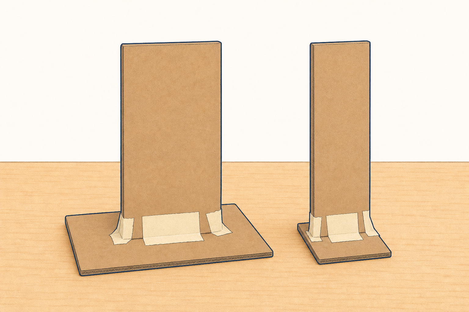 The two base samples to compare, same height, different foot width