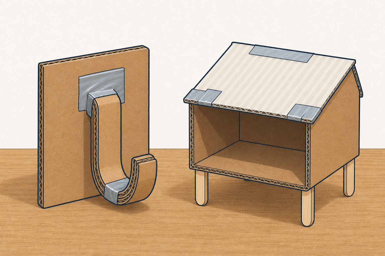 The pupil-built models the class will test today, shown plainly and close