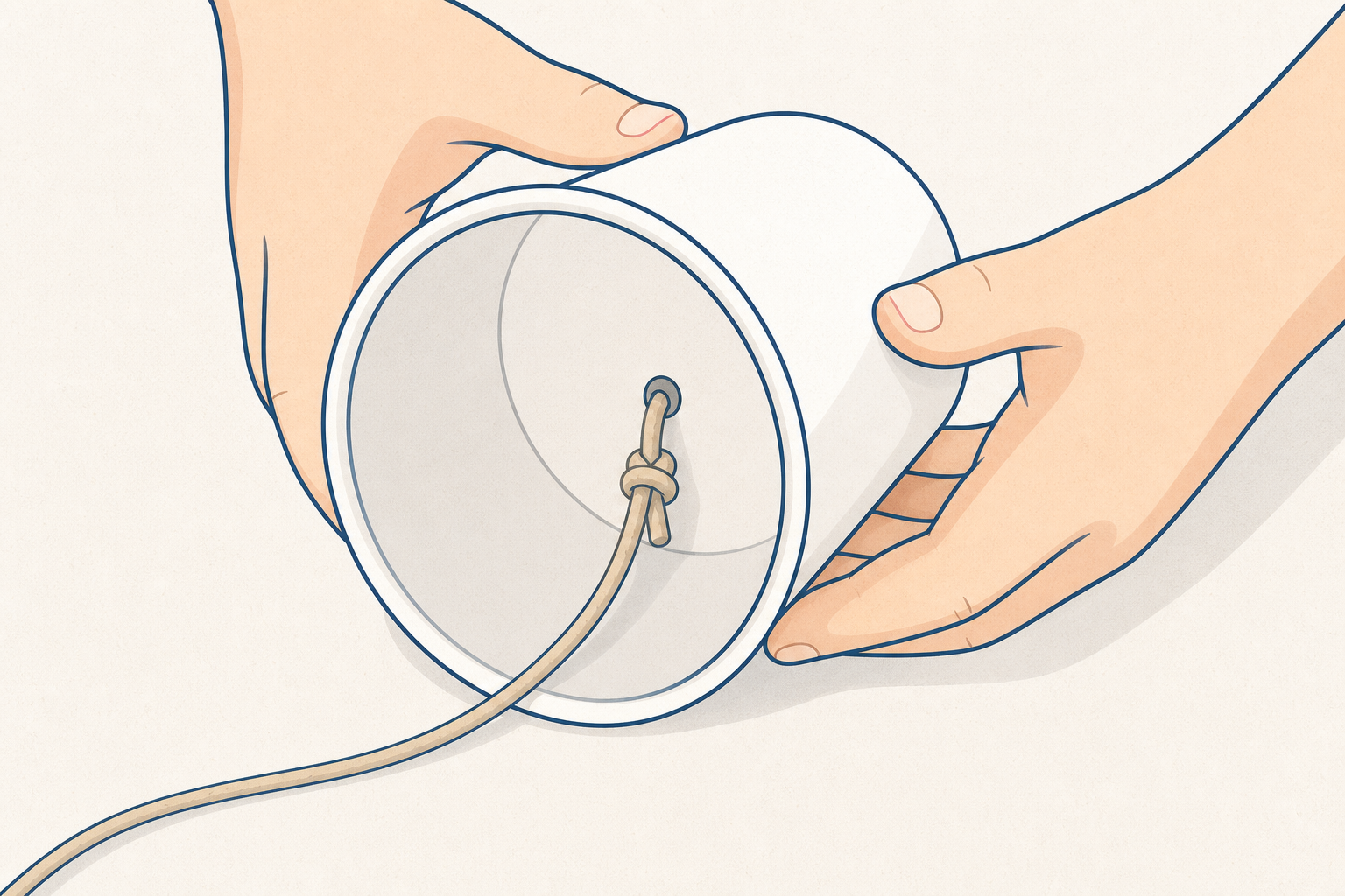 How the string is fastened inside the cup base