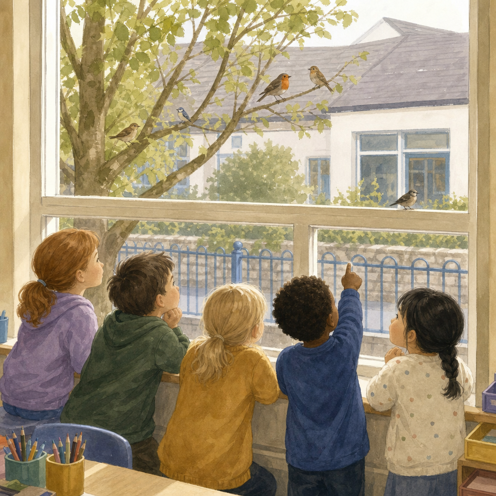 Illustration for Birds in the yard