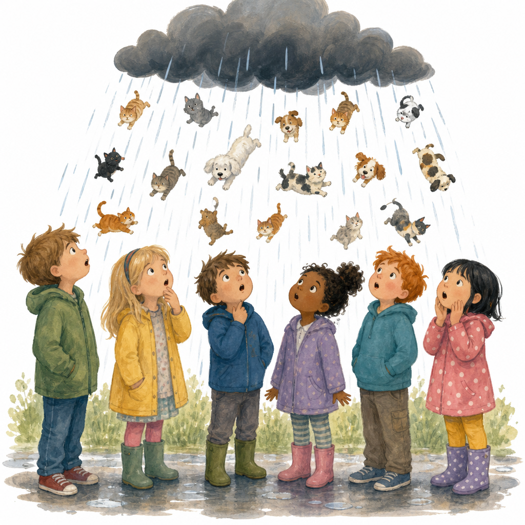 Illustration for Raining cats and dogs