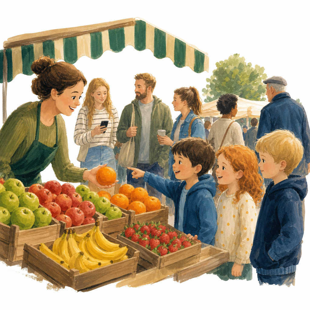 Illustration for At the market stall