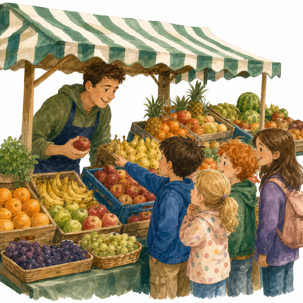 Illustration for At the market stall