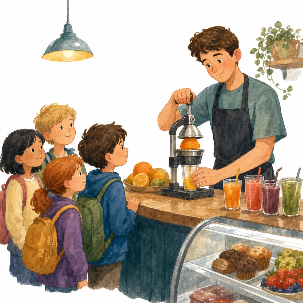 Illustration for Four moves, one café