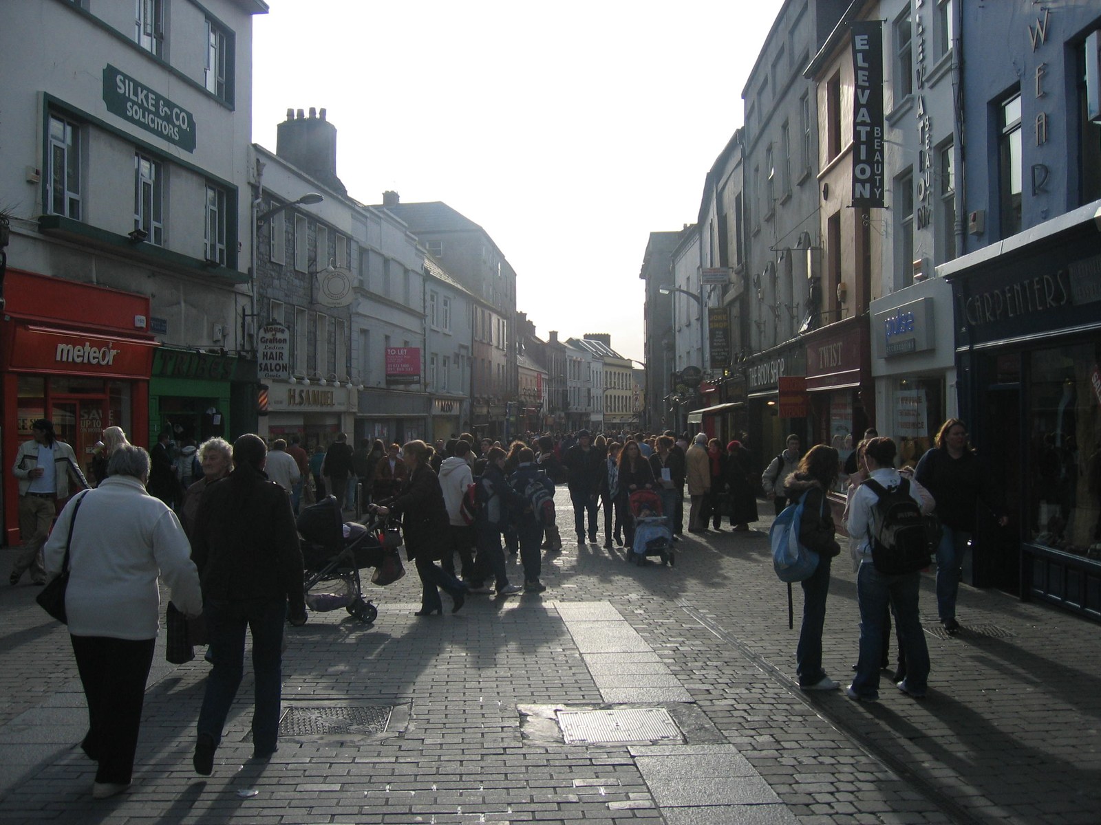 Shop Street in Galway, packed with shoppers