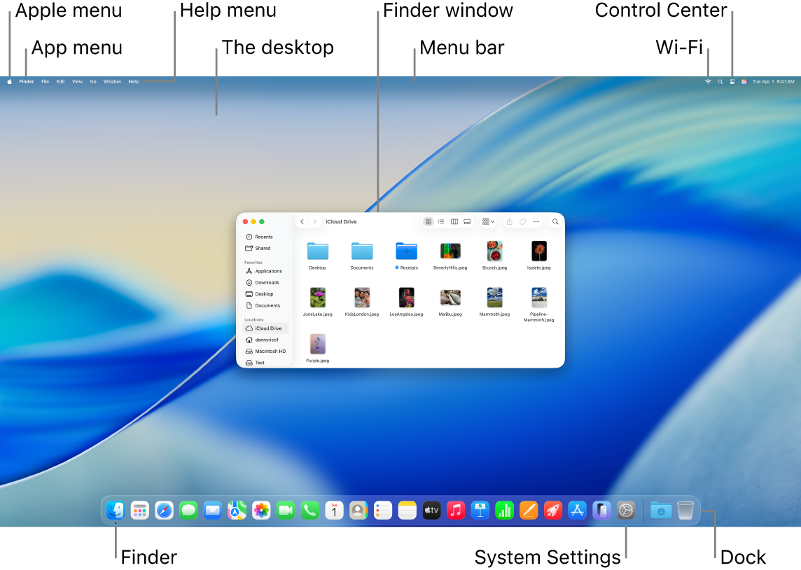 Desktop and menu bar on your Mac