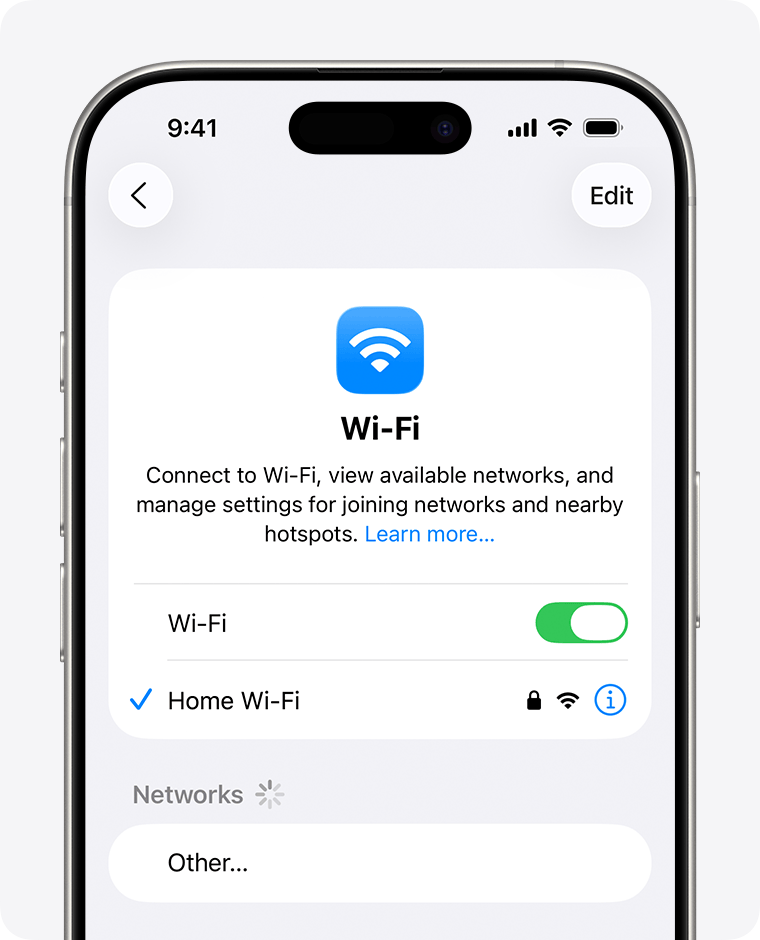 Wi-Fi Settings on iPhone