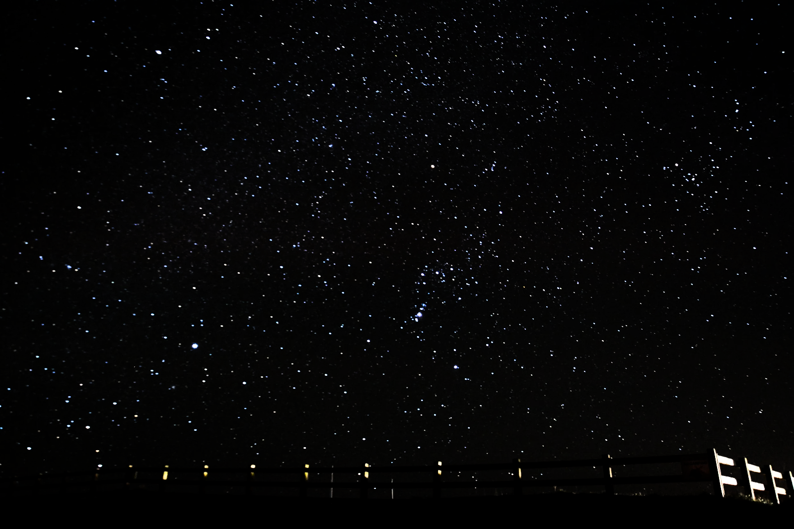 The same night sky after brightness and contrast, with many more stars showing