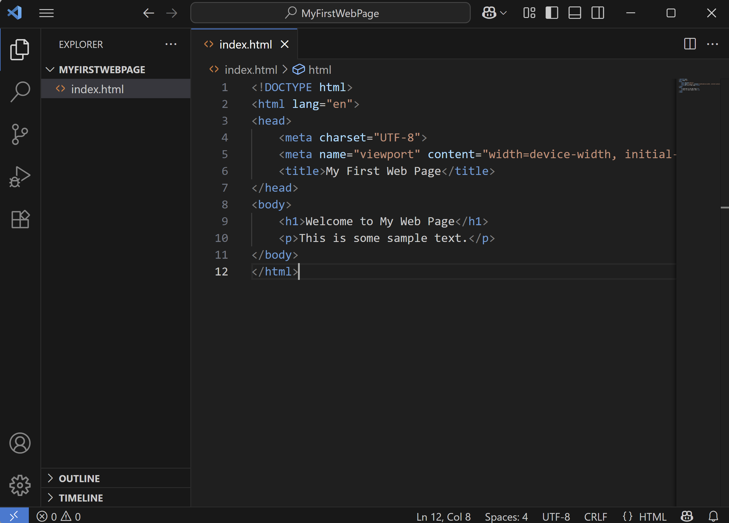 The HTML added to the file.