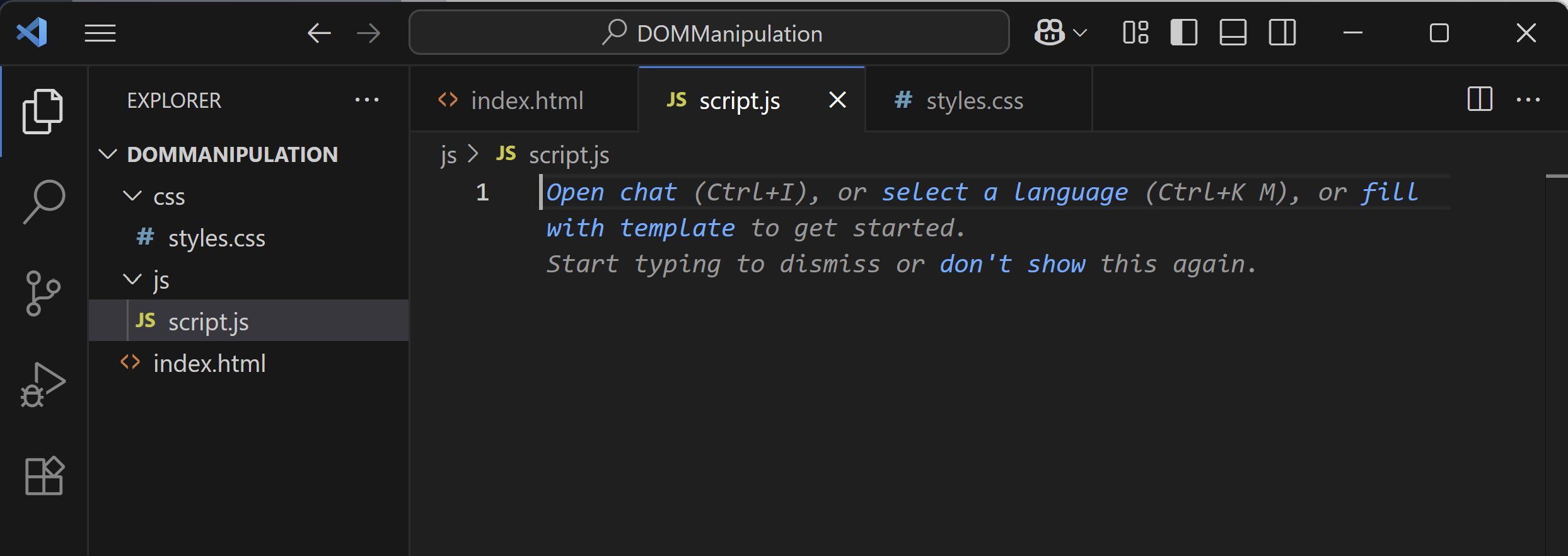 Add the js folder and script.js file