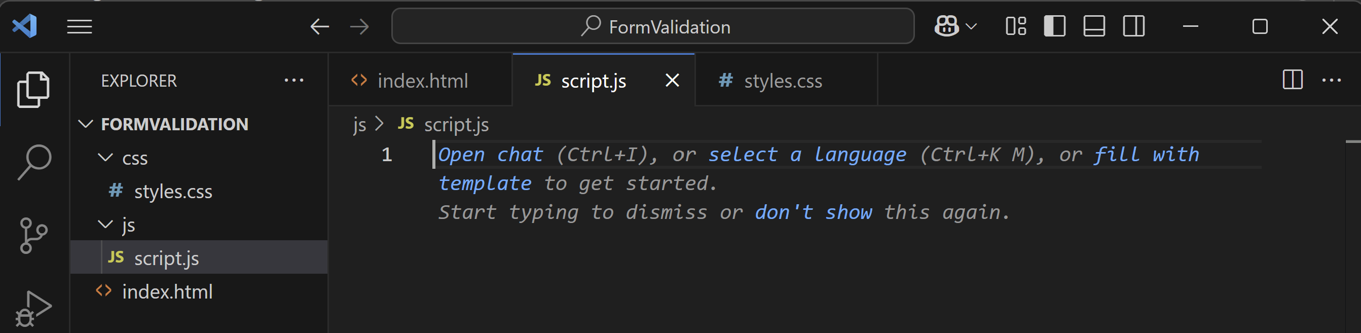 Script.js file in the js folder